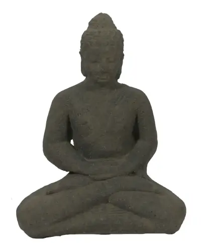 Artikelbild des Artikels “Sitzender Buddha Borobudur, 18cm hoch, aus Lavagestein gegossen, antikisiert “